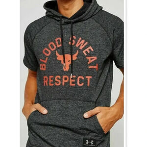 Under Armour Mens Project Rock Respect Short Sleeve Hoodie, Size Medium